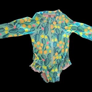 Tea Collection Green and Yellow Cactus Rashguard